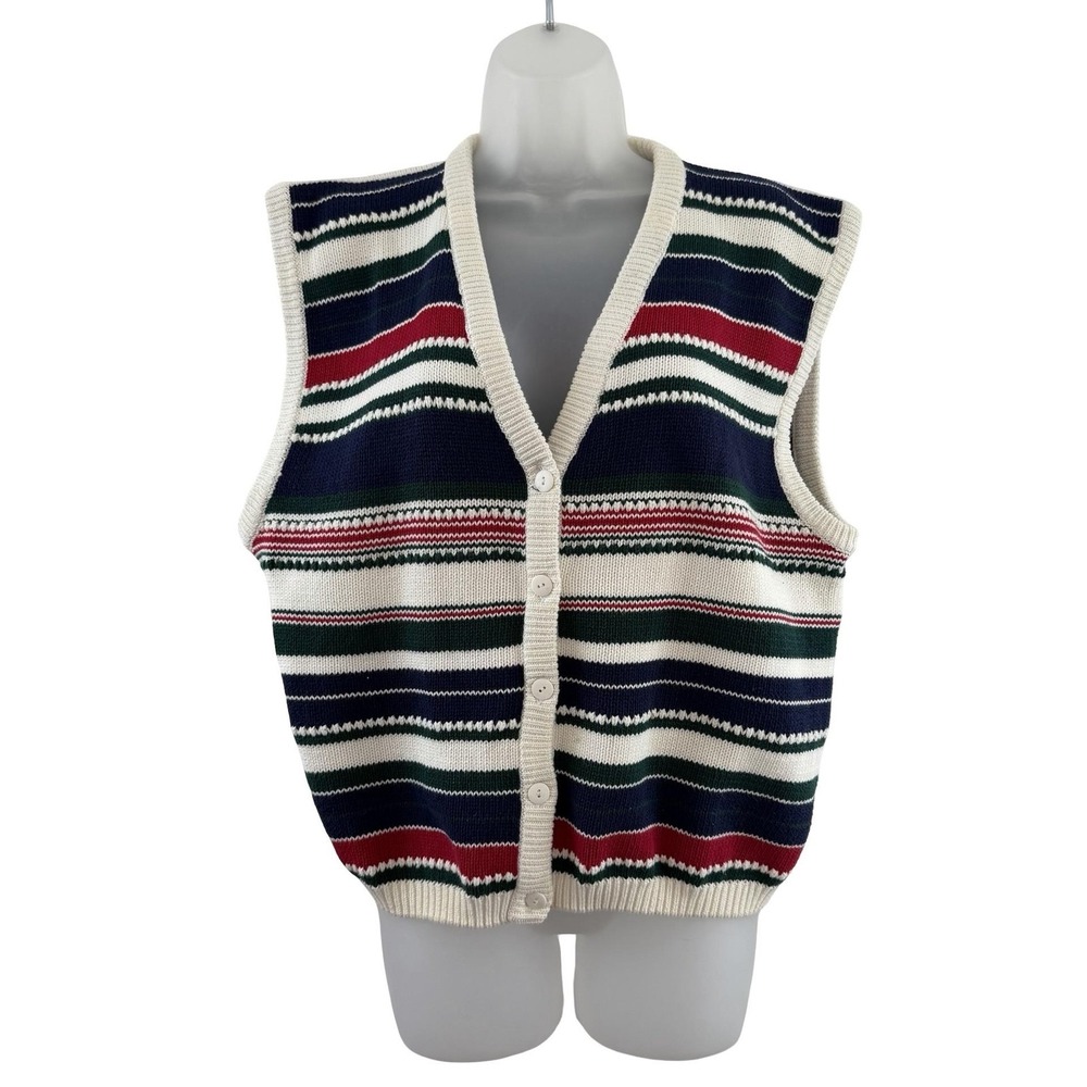Vintage Northern Reflections Sweater Vest Womens Large Multicolor Cotton 90s